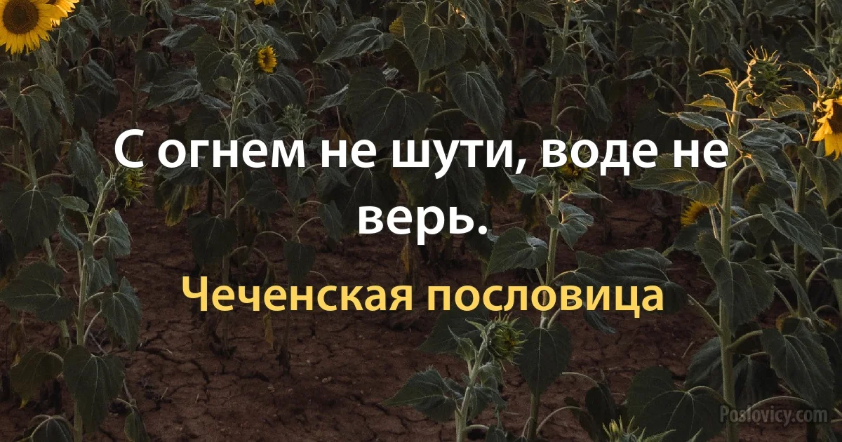 С огнем не шути, воде не верь. (Чеченская пословица)