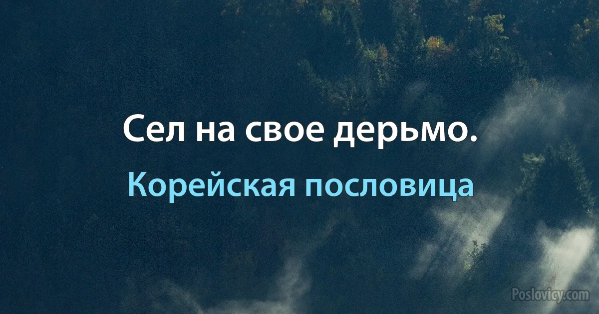 Сел на свое дерьмо. (Корейская пословица)