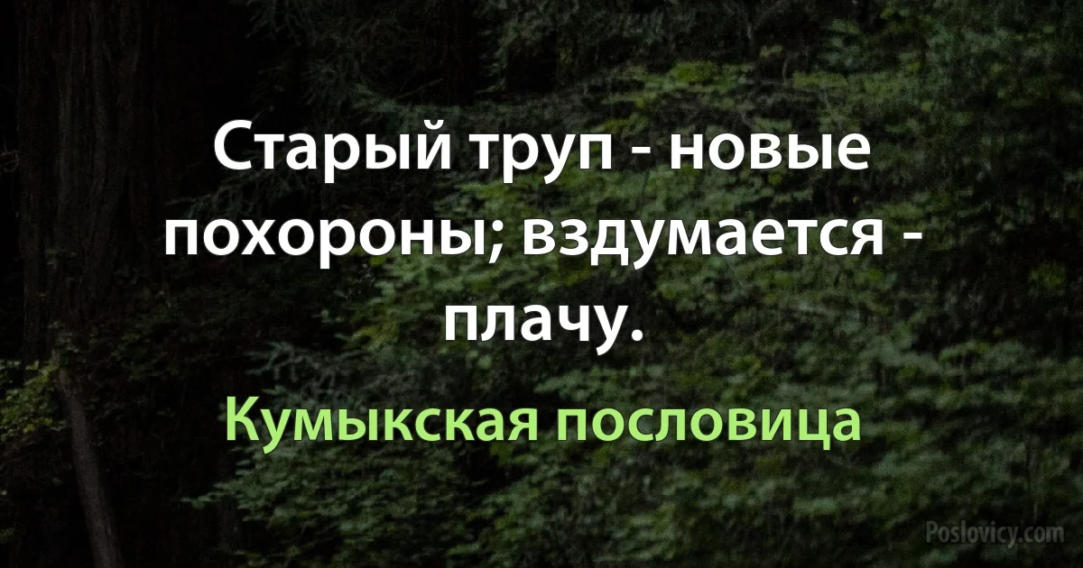 Старый труп - новые похороны; вздумается - плачу. (Кумыкская пословица)