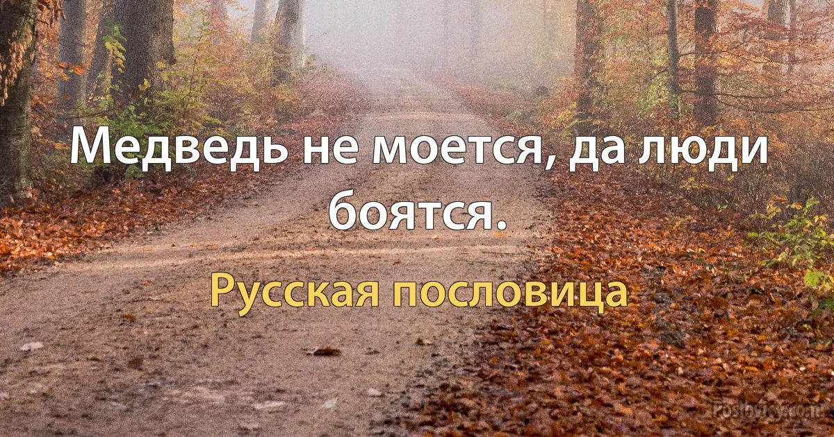 Медведь не моется, да люди боятся. (Русская пословица)