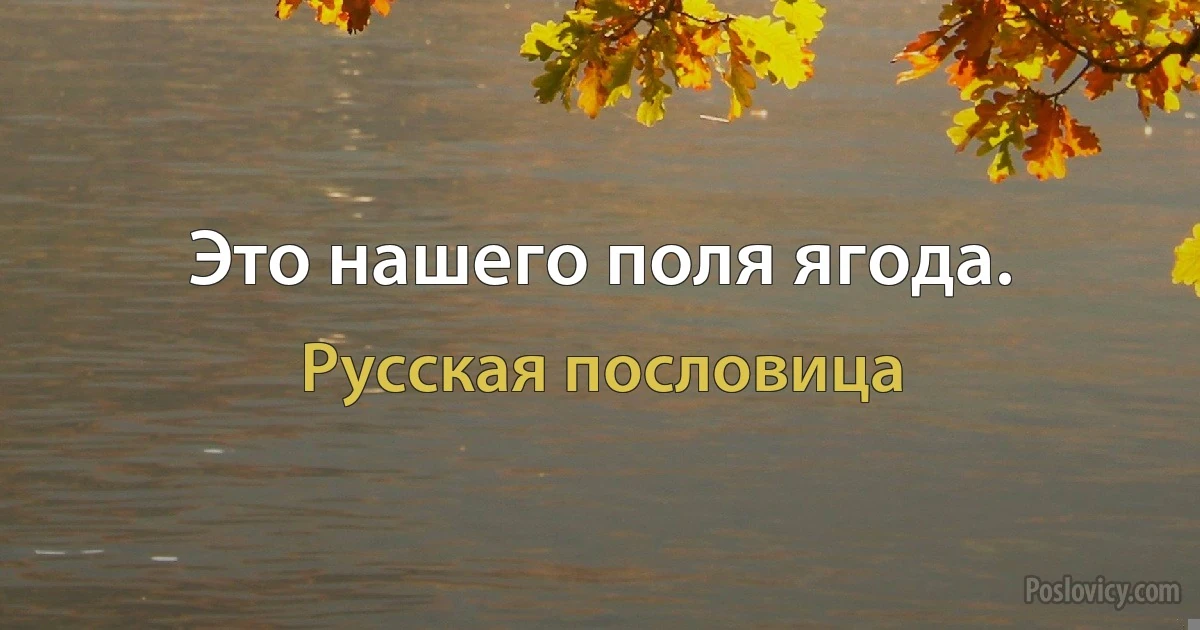 Это нашего поля ягода. (Русская пословица)