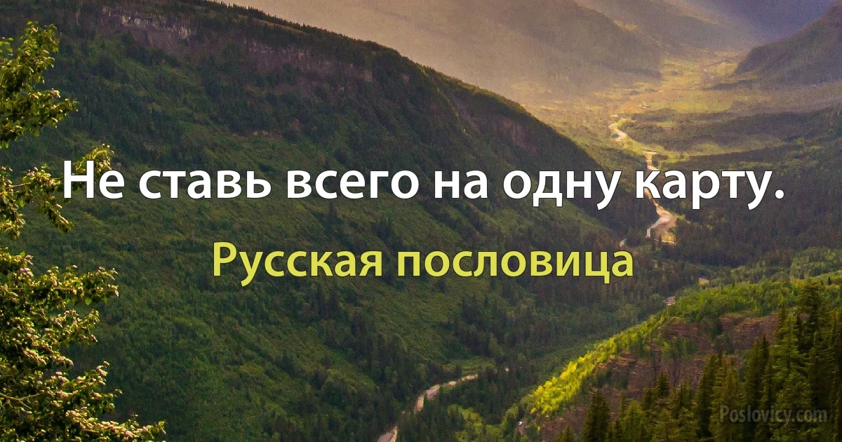 Не ставь всего на одну карту. (Русская пословица)