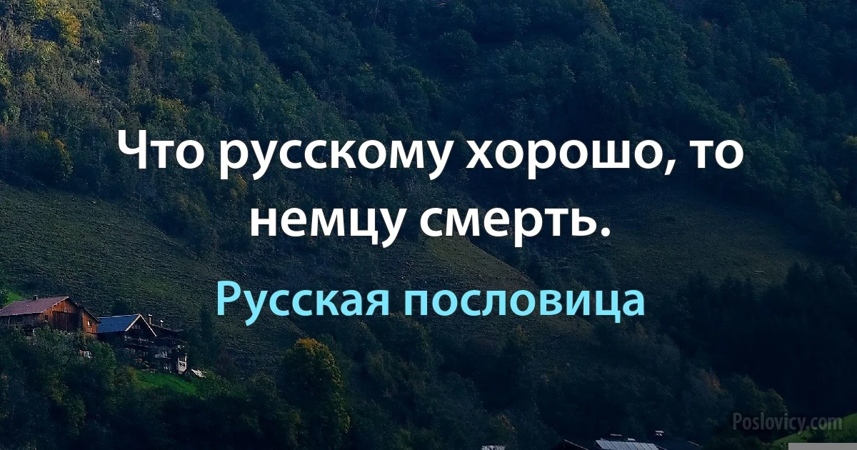 Что русскому хорошо, то немцу смерть. (Русская пословица)