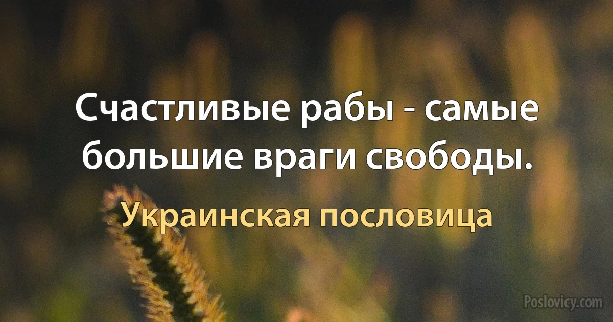 Счастливые рабы - самые большие враги свободы. (Украинская пословица)