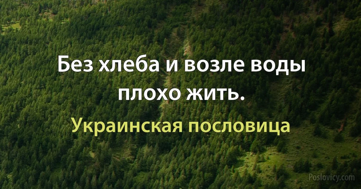 Без хлеба и возле воды плохо жить. (Украинская пословица)