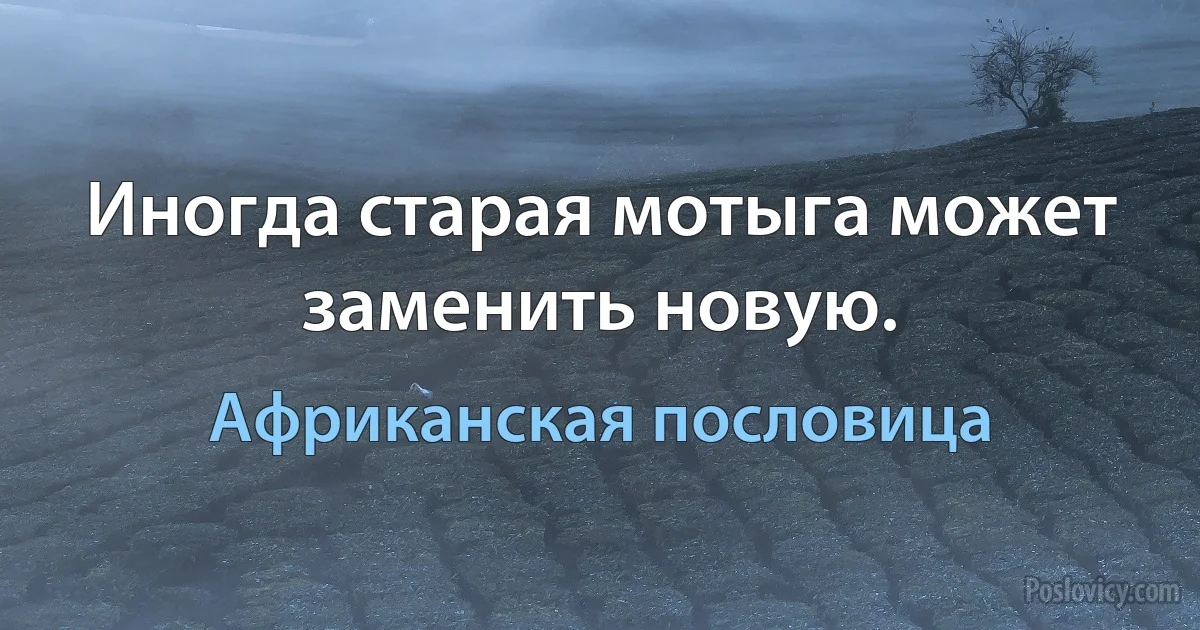 Иногда старая мотыга может заменить новую. (Африканская пословица)