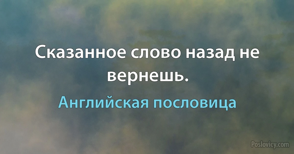 Сказанное слово назад не вернешь. (Английская пословица)