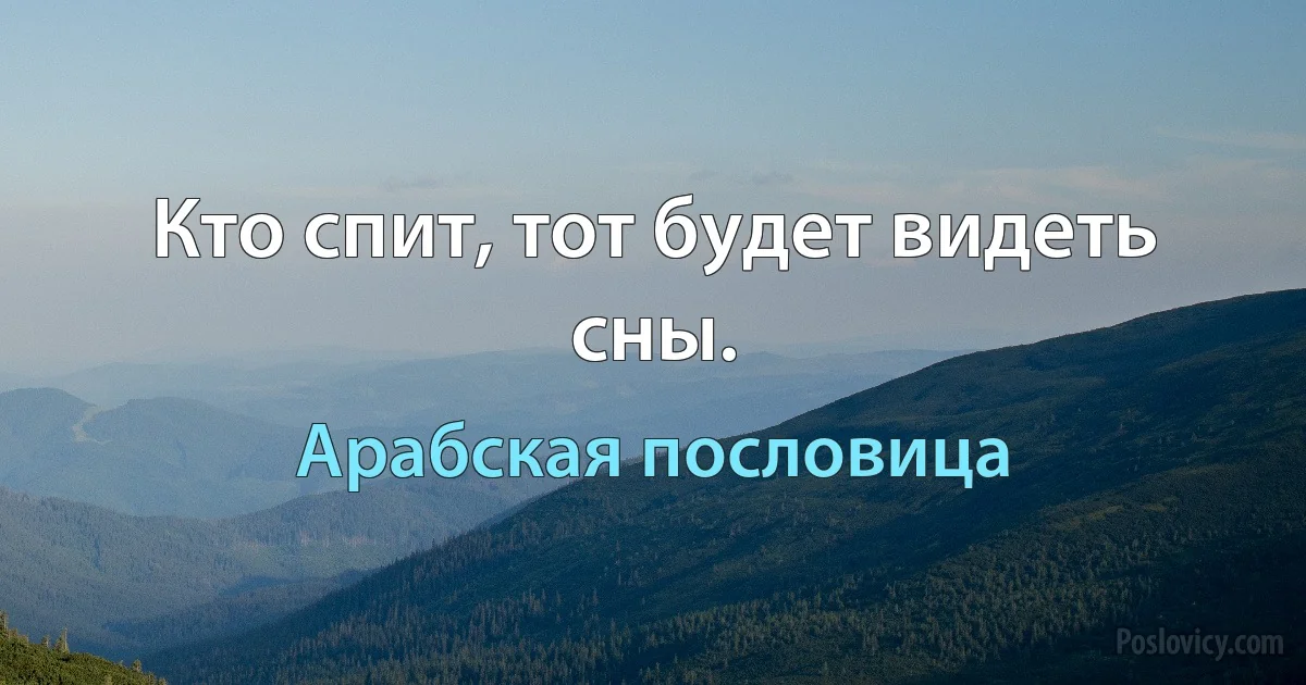 Кто спит, тот будет видеть сны. (Арабская пословица)