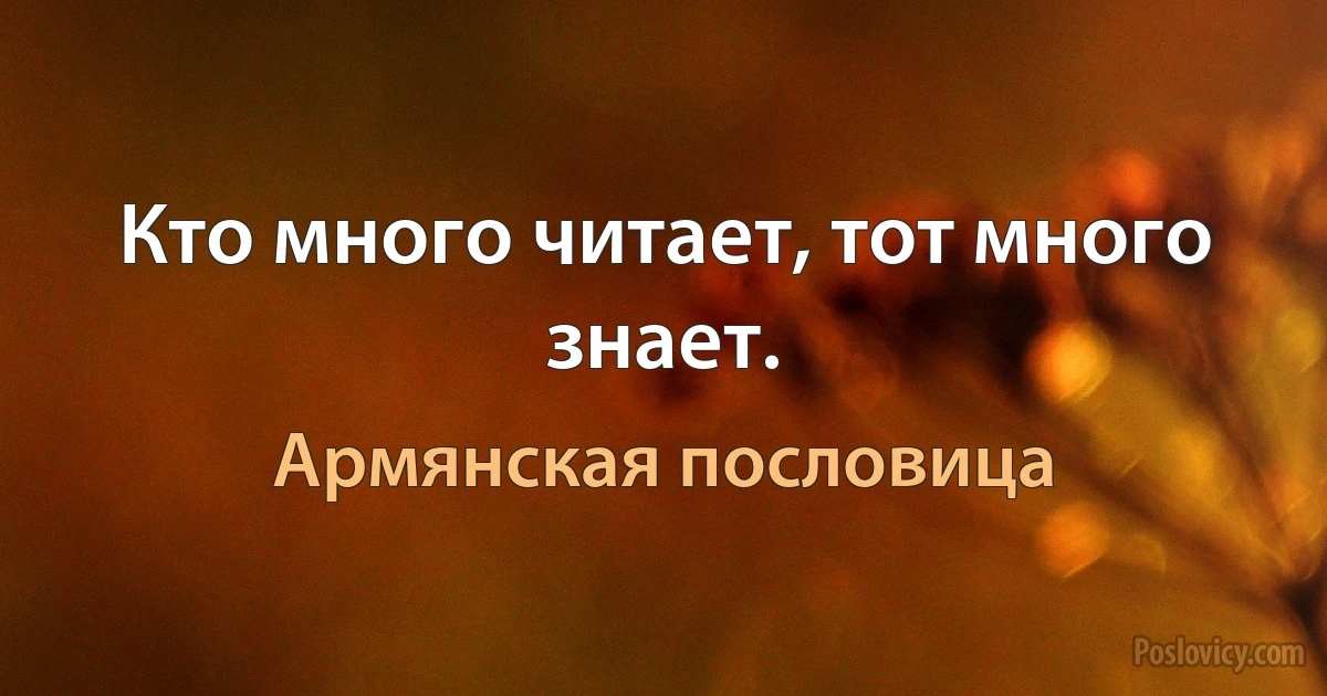 Кто много читает, тот много знает. (Армянская пословица)