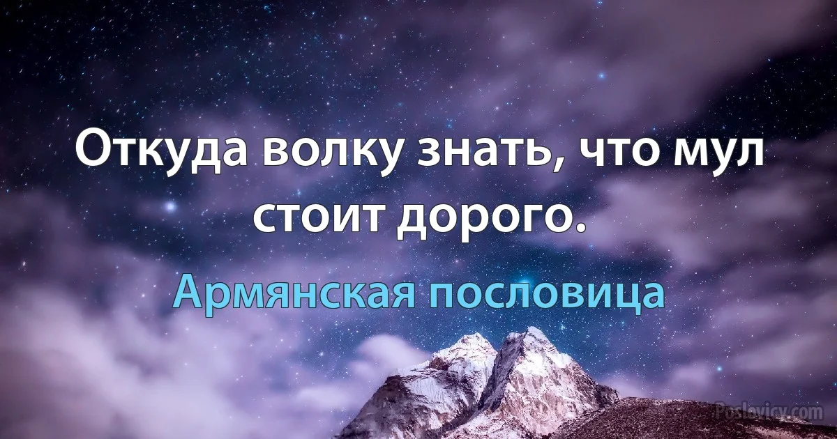 Откуда волку знать, что мул стоит дорого. (Армянская пословица)