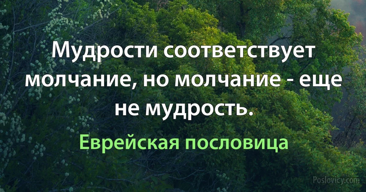 Мудрости соответствует молчание, но молчание - еще не мудрость. (Еврейская пословица)