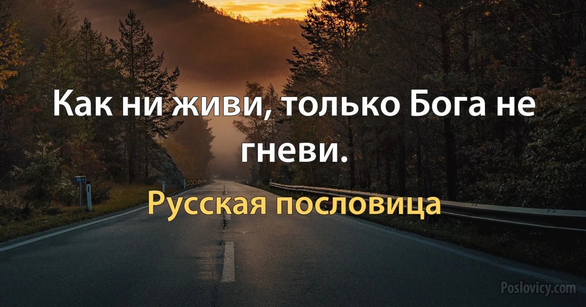 Как ни живи, только Бога не гневи. (Русская пословица)