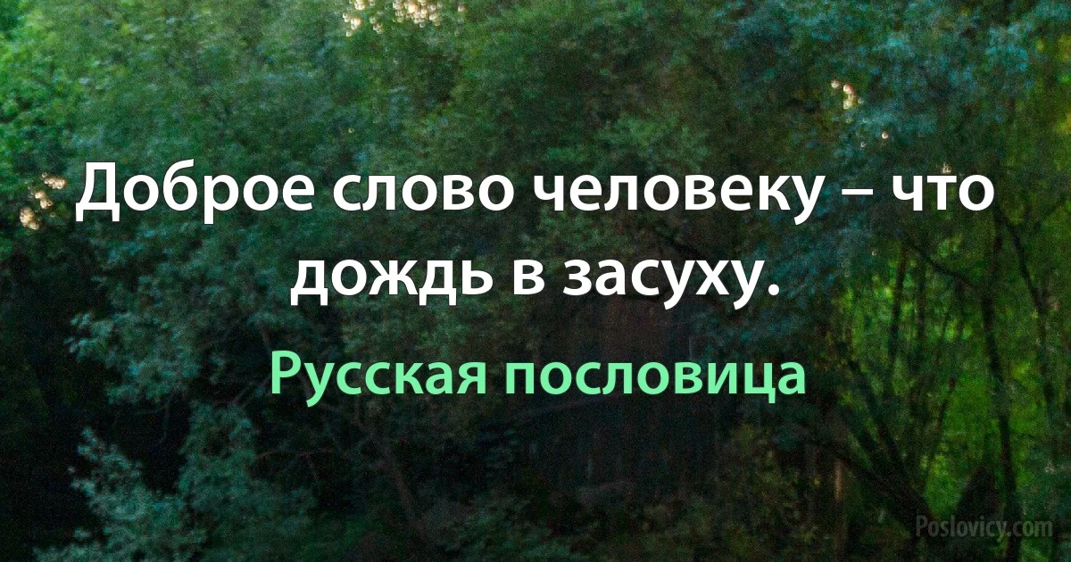 Доброе слово человеку – что дождь в засуху. (Русская пословица)