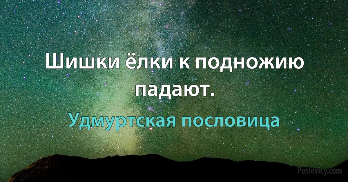 Шишки ёлки к подножию падают. (Удмуртская пословица)