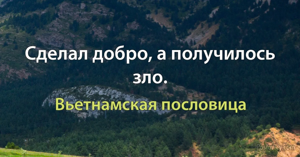 Сделал добро, а получилось зло. (Вьетнамская пословица)