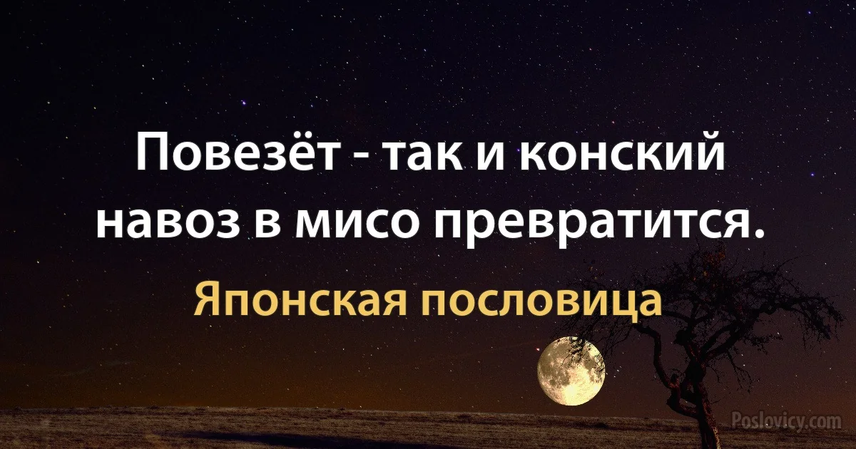 Повезёт - так и конский навоз в мисо превратится. (Японская пословица)