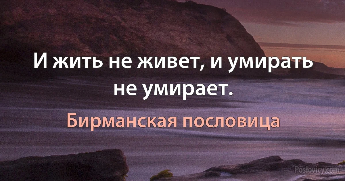 И жить не живет, и умирать не умирает. (Бирманская пословица)