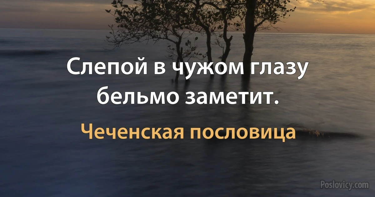 Слепой в чужом глазу бельмо заметит. (Чеченская пословица)