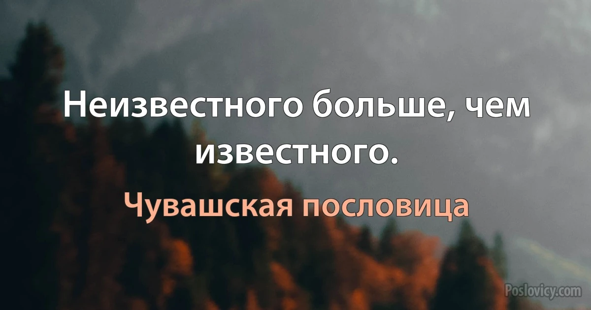 Неизвестного больше, чем известного. (Чувашская пословица)