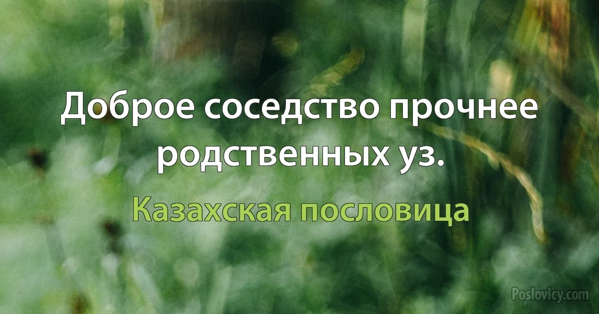 Доброе соседство прочнее родственных уз. (Казахская пословица)