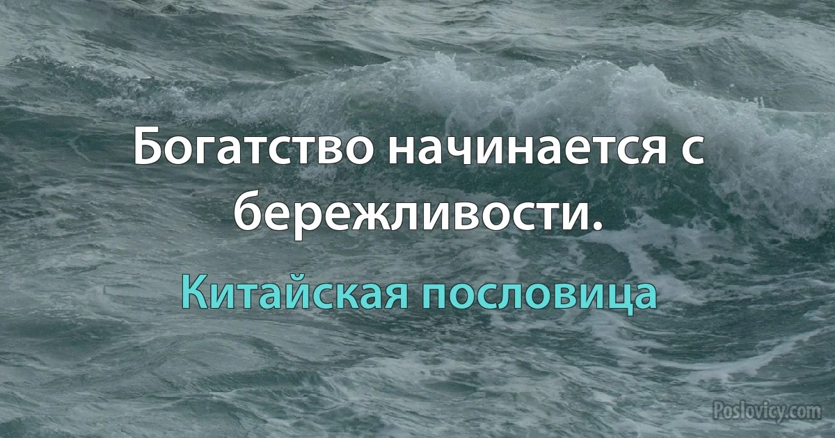 Богатство начинается с бережливости. (Китайская пословица)