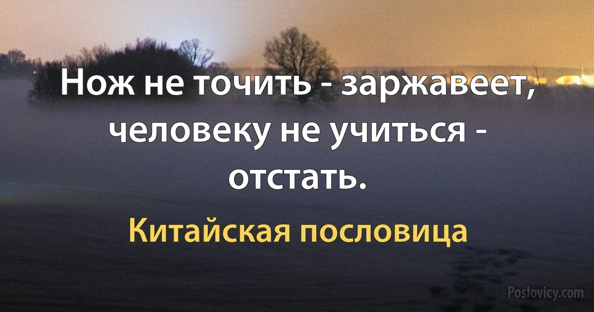 Нож не точить - заржавеет, человеку не учиться - отстать. (Китайская пословица)