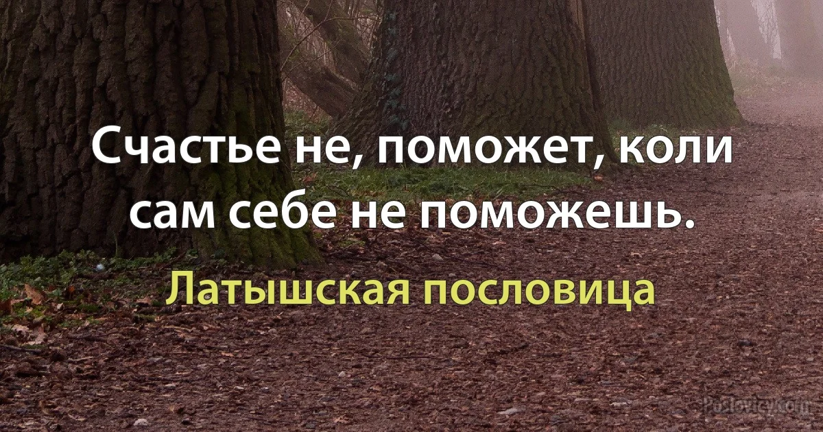 Счастье не, поможет, коли сам себе не поможешь. (Латышская пословица)