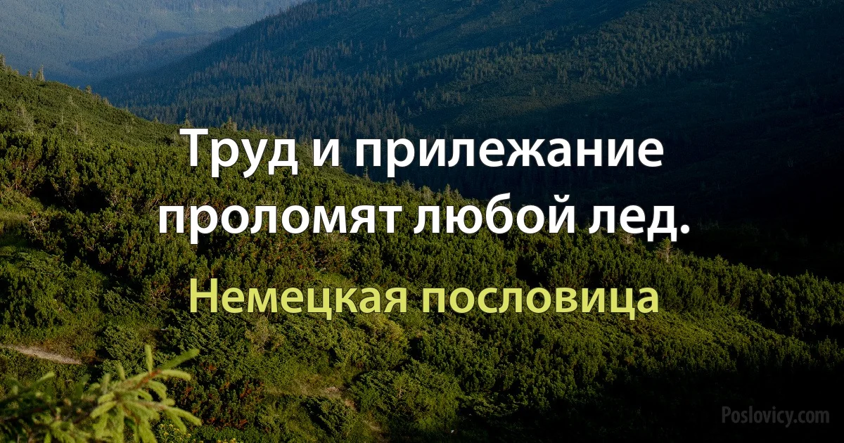 Труд и прилежание проломят любой лед. (Немецкая пословица)