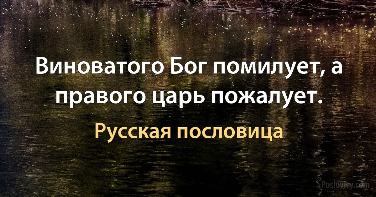 Виноватого Бог помилует, а правого царь пожалует. (Русская пословица)