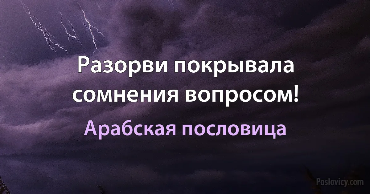 Разорви покрывала сомнения вопросом! (Арабская пословица)