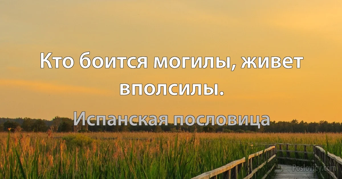 Кто боится могилы, живет вполсилы. (Испанская пословица)