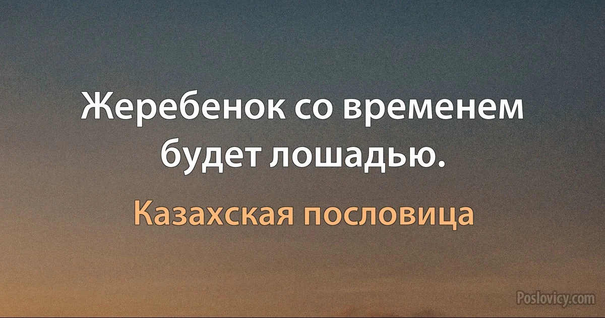 Жеребенок со временем будет лошадью. (Казахская пословица)