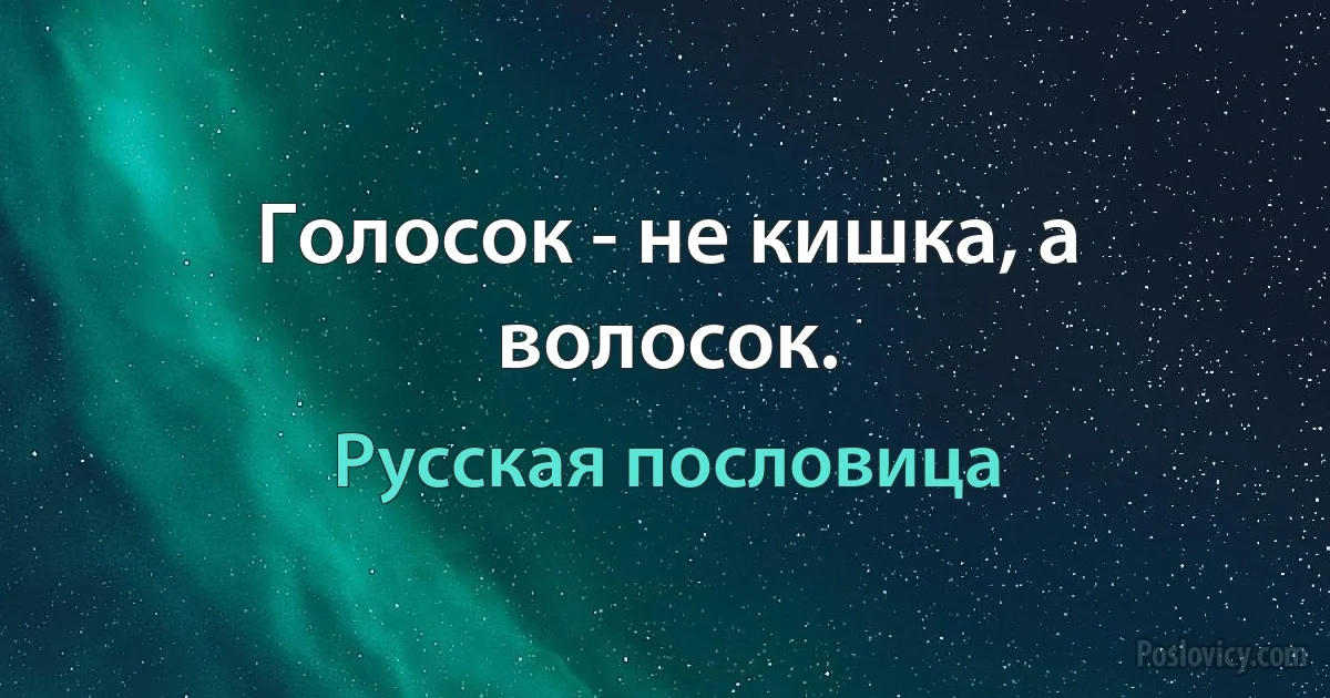 Голосок - не кишка, а волосок. (Русская пословица)