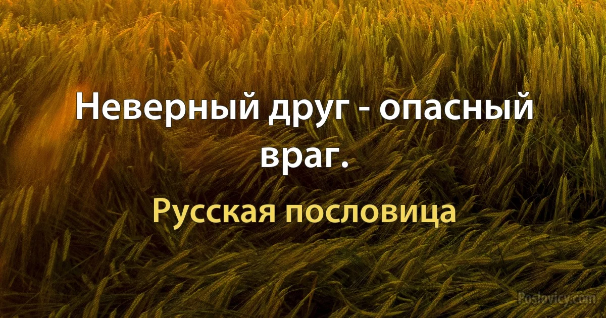 Неверный друг - опасный враг. (Русская пословица)