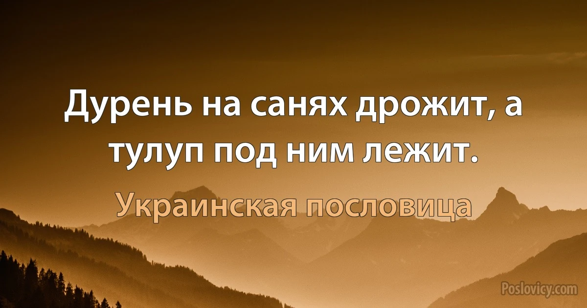 Дурень на санях дрожит, а тулуп под ним лежит. (Украинская пословица)