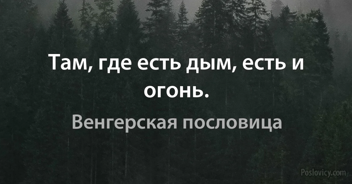 Там, где есть дым, есть и огонь. (Венгерская пословица)