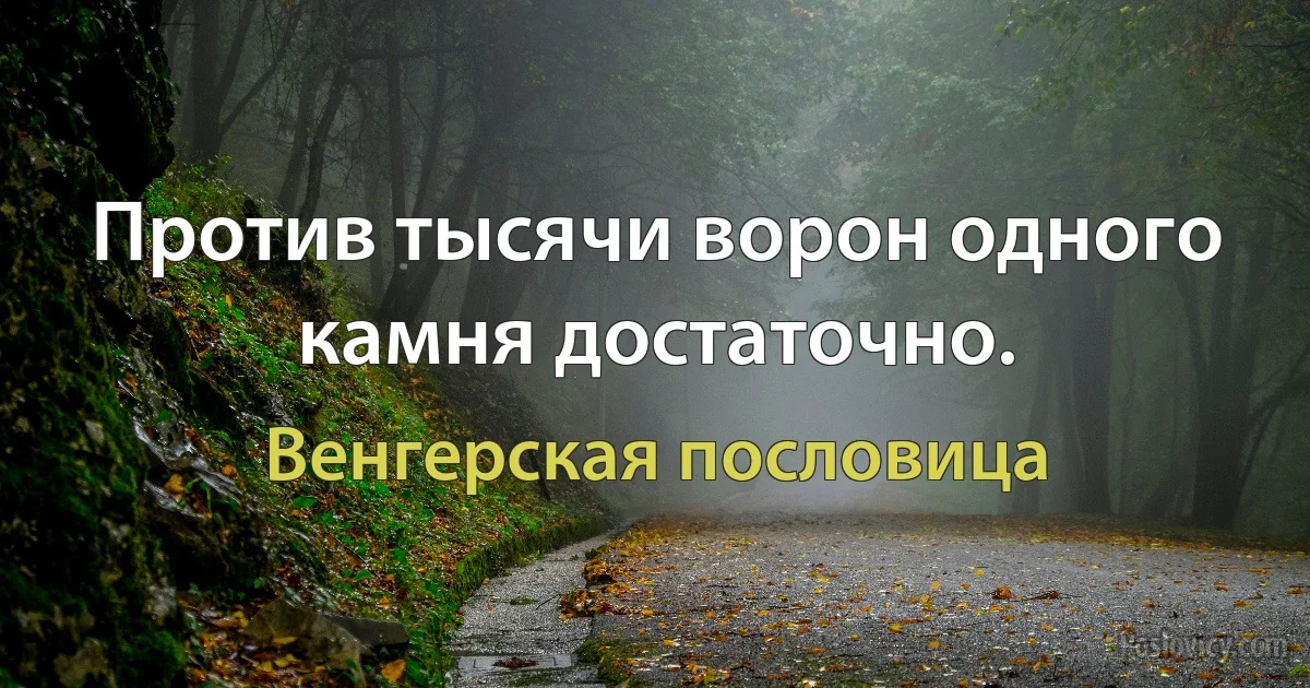 Против тысячи ворон одного камня достаточно. (Венгерская пословица)