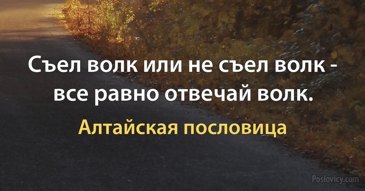 Съел волк или не съел волк - все равно отвечай волк. (Алтайская пословица)