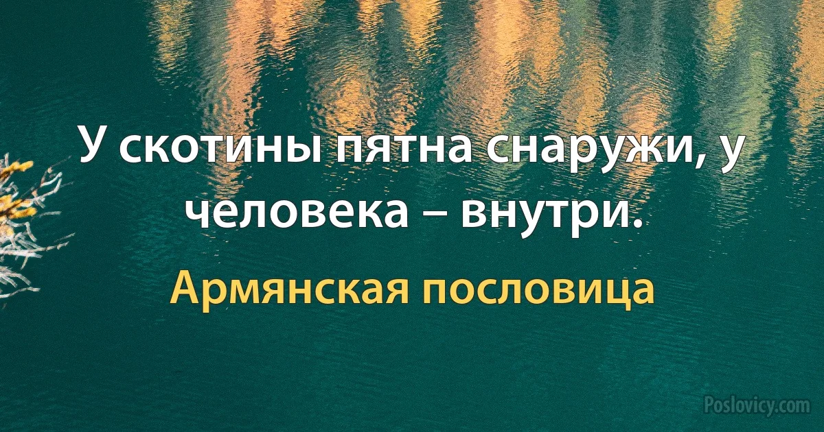 У скотины пятна снаружи, у человека – внутри. (Армянская пословица)