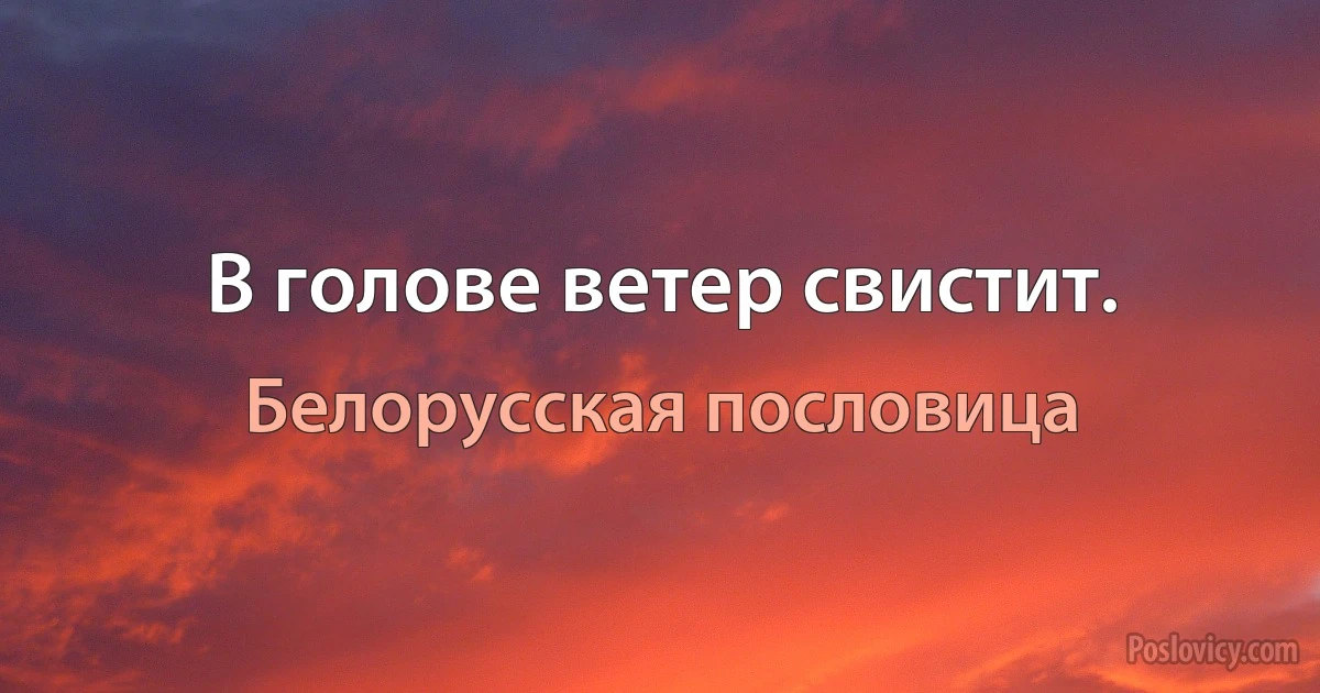 В голове ветер свистит. (Белорусская пословица)