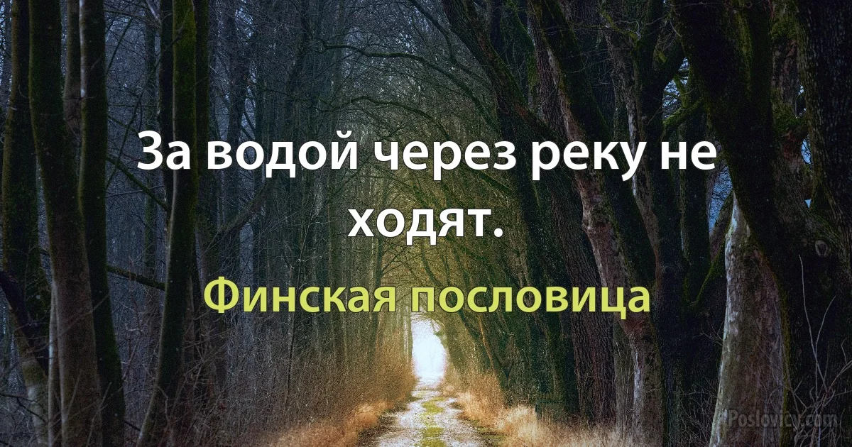 За водой через реку не ходят. (Финская пословица)