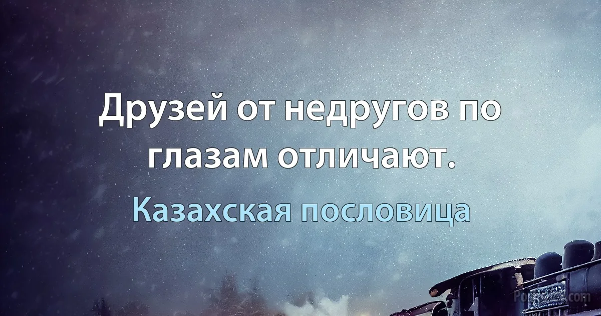 Друзей от недругов по глазам отличают. (Казахская пословица)