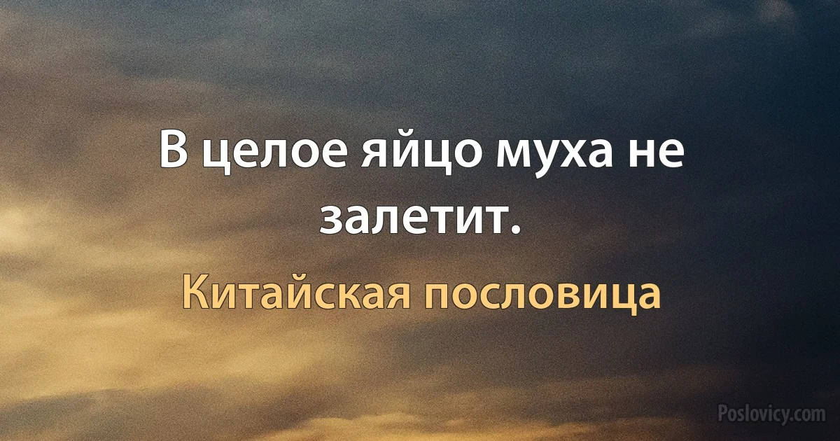 В целое яйцо муха не залетит. (Китайская пословица)