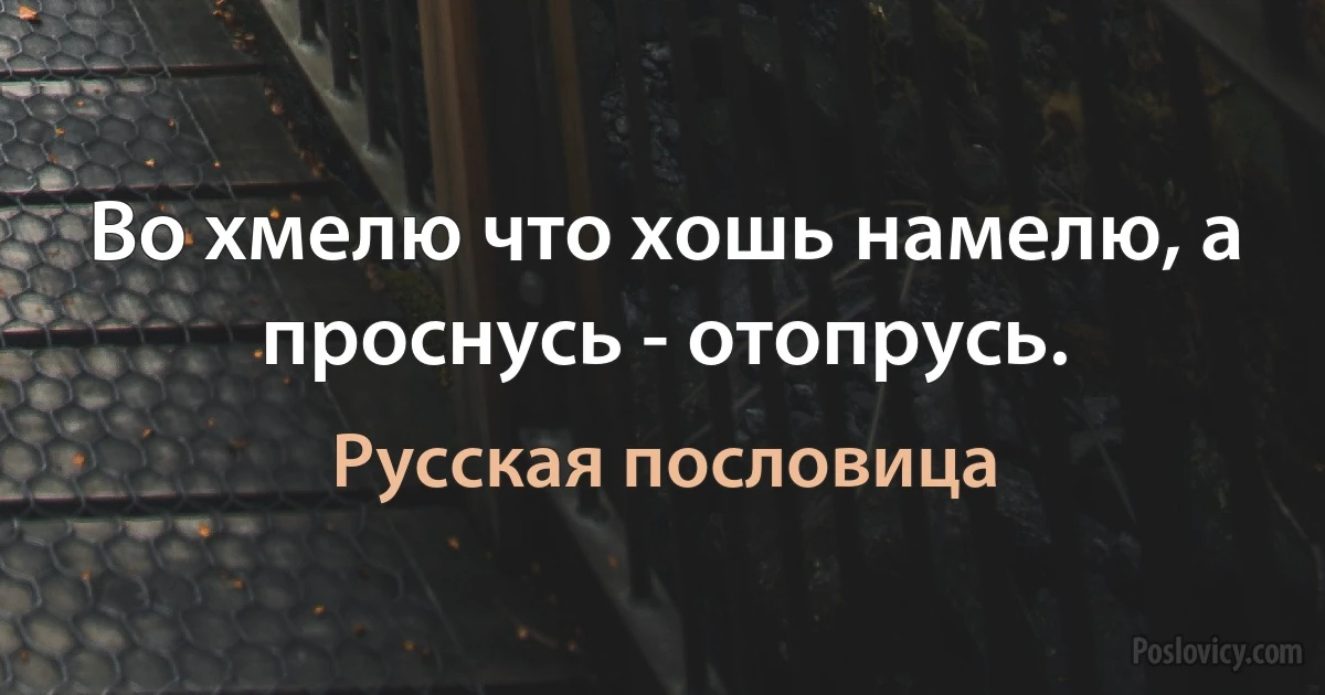 Во хмелю что хошь намелю, а проснусь - отопрусь. (Русская пословица)