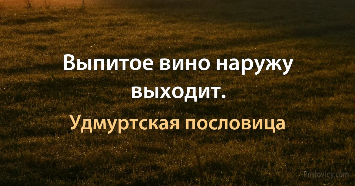 Выпитое вино наружу выходит. (Удмуртская пословица)