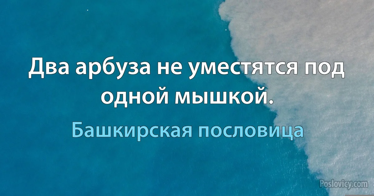 Два арбуза не уместятся под одной мышкой. (Башкирская пословица)