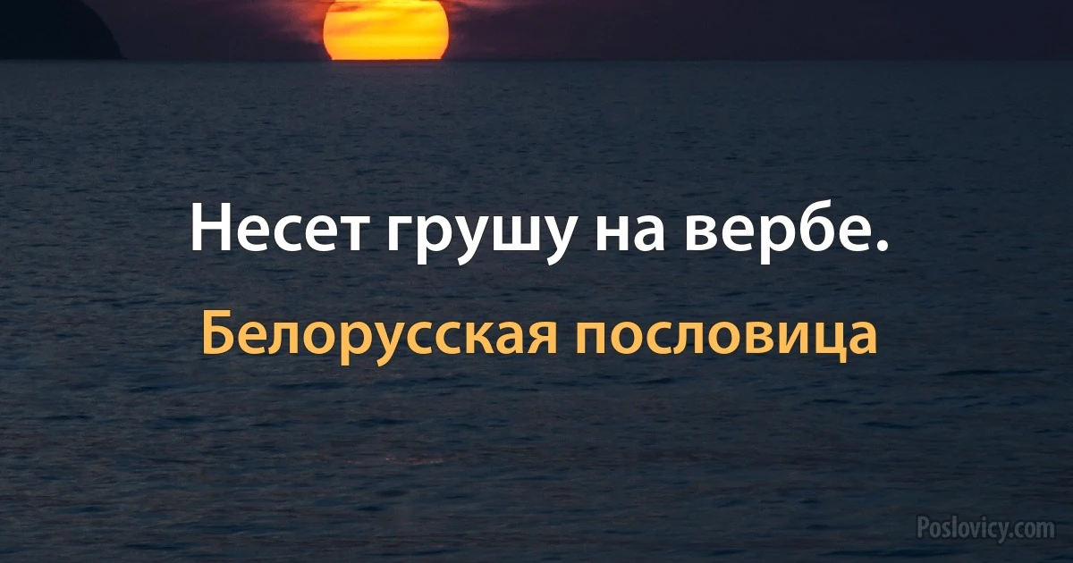 Несет грушу на вербе. (Белорусская пословица)