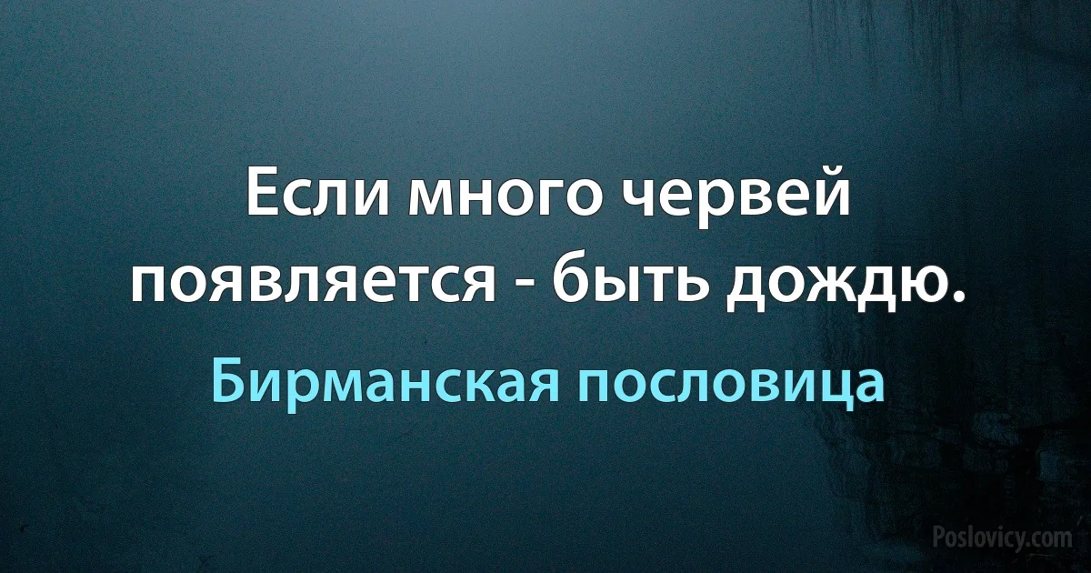 Если много червей появляется - быть дождю. (Бирманская пословица)