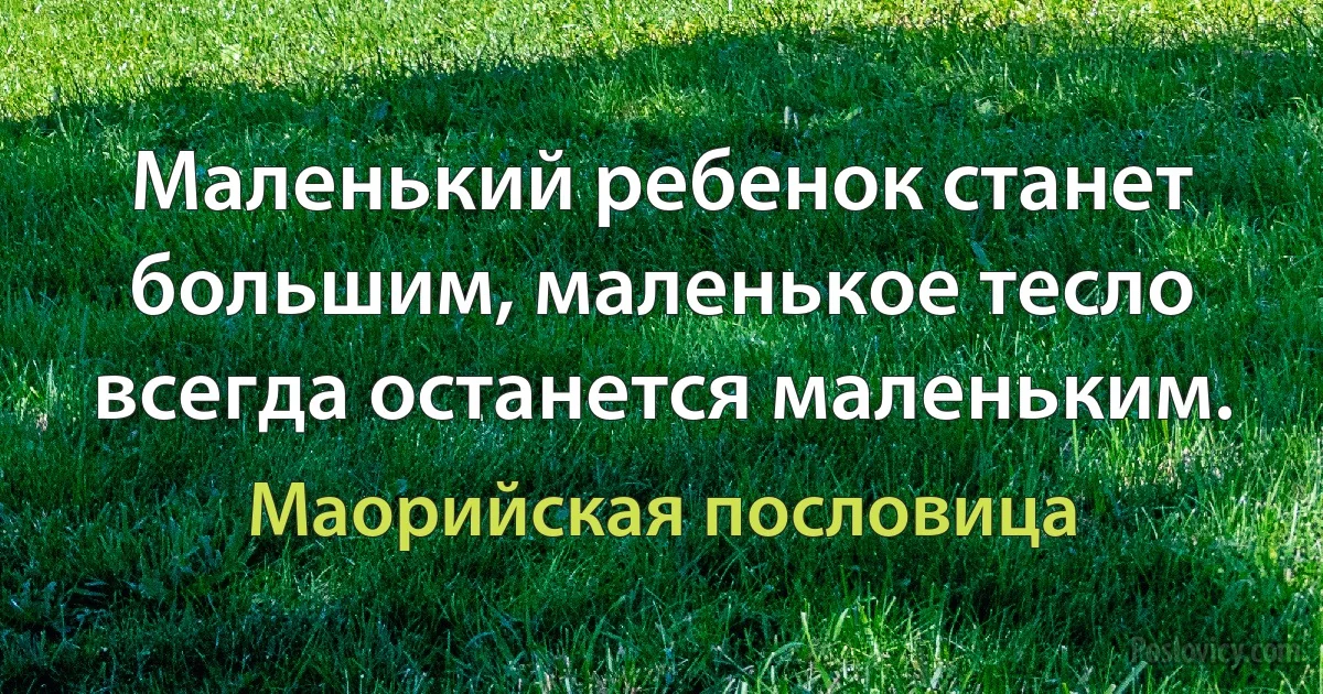 Маленький ребенок станет большим, маленькое тесло всегда останется маленьким. (Маорийская пословица)