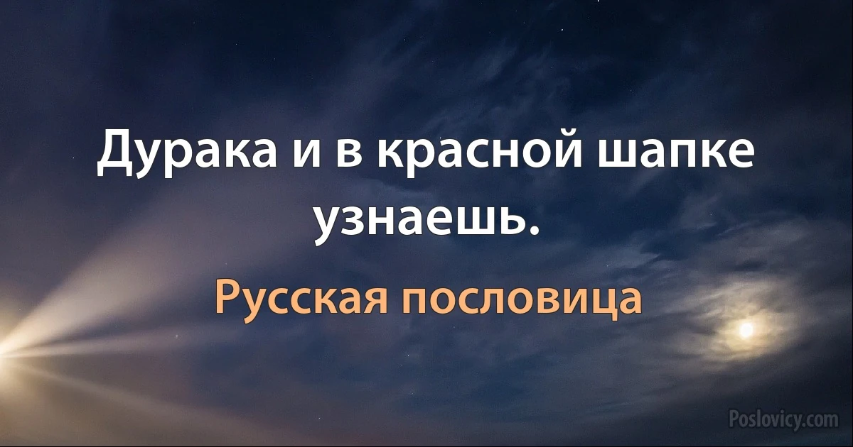 Дурака и в красной шапке узнаешь. (Русская пословица)